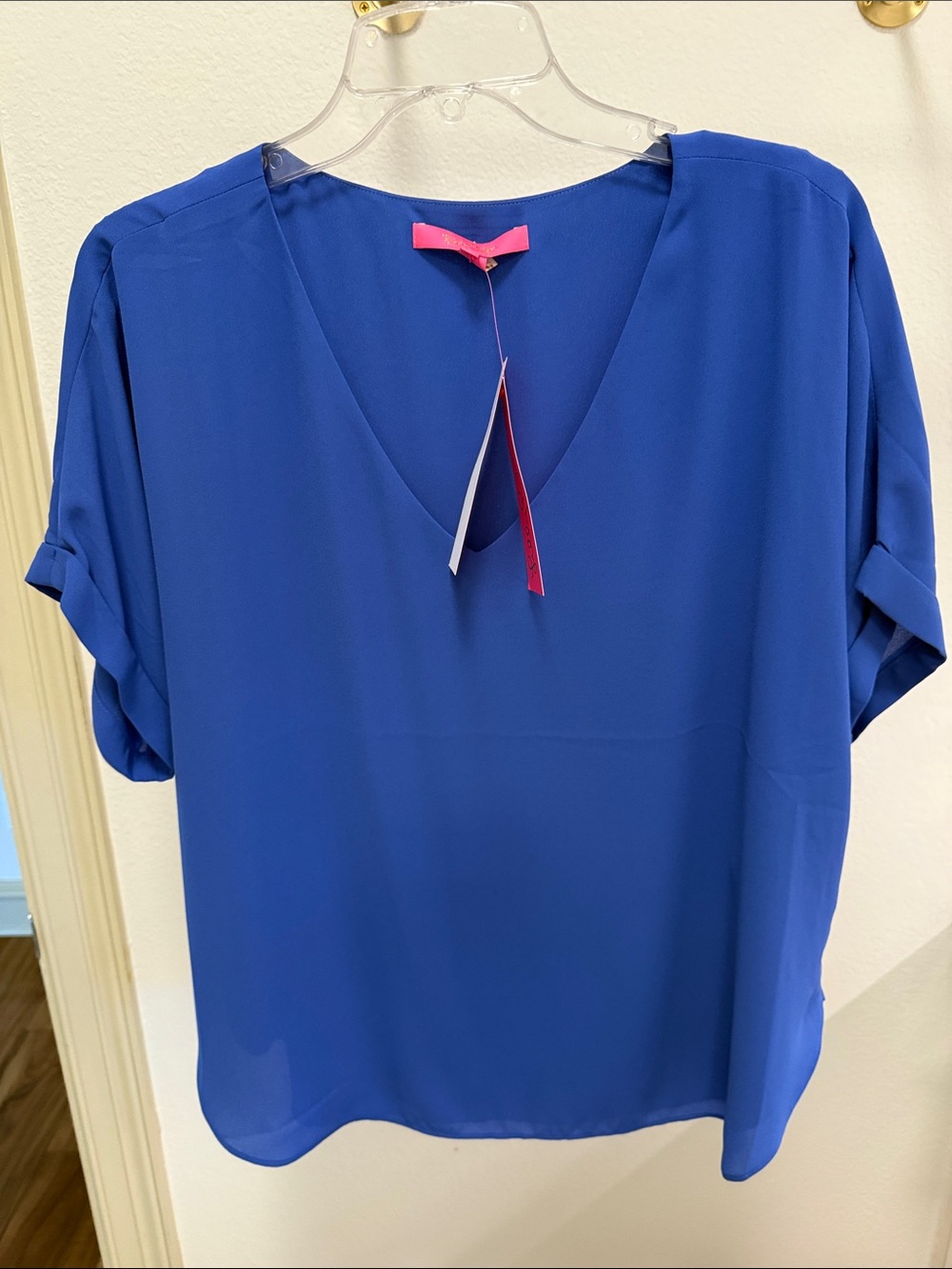 Lilly Pulitzer Royal Blue V-Neck Short Sleeve Blouse